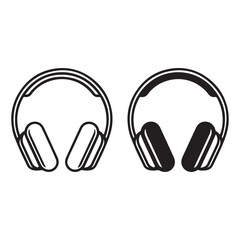 Minimal vector headphones black and white style