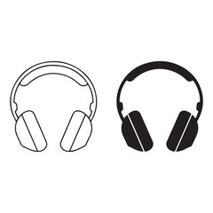 Minimal vector headphones black and white style