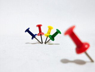 push pin on white background