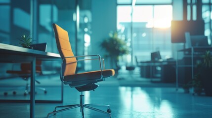 Modern Office Chair at Dusk, Serene Workspace
