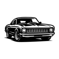 Naklejka premium Vintage Muscle Car Vector Illustration – Classic American Car Silhouette for T-Shirts, Stickers, and Decals