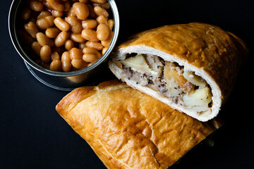  Classic Cooked Cornish Pasty Meal With Baked Beans