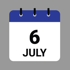 JULY 6 - Daily Calendar Icon - White Background