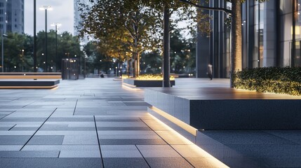 Urban Oasis, Evening Ambiance in Modern Cityscape