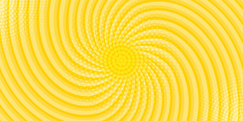 Yellow abstract background with light of sunburst. yellow starburst with halftone. sun ray retro background with flash
