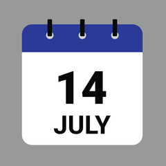JULY 14 - Daily Calendar Icon - White Background