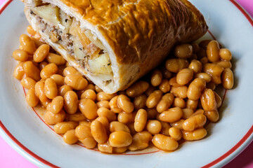  Classic Cooked Cornish Pasty Meal With Baked Beans