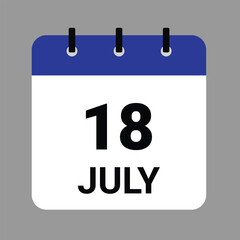 JULY 18 - Daily Calendar Icon - White Background
