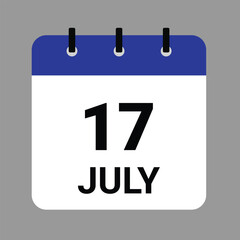 JULY 17 - Daily Calendar Icon - White Background