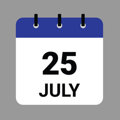 JULY 25 - Daily Calendar Icon - White Background