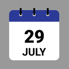 JULY 29 - Daily Calendar Icon - White Background