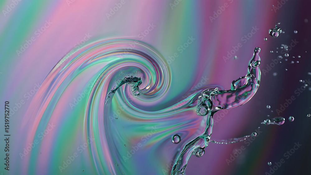 Poster abstract liquid swirl with iridescent colors and dynamic motion for modern design and creative visua