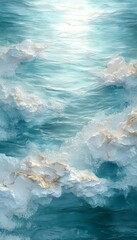 Fototapeta premium Abstract Sea Pattern with Light Reflection, Serene Water Backdrop in Aqua and Turquoise Shades