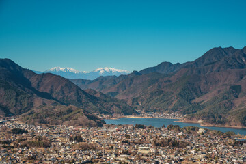 Aerial View of Kawaguchiko Town and Lake