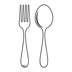 Fork and spoon line icons