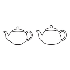 Black and white teapot vector set