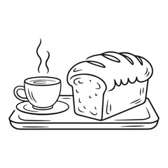 Morning coffee and bread sketch