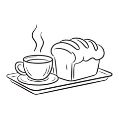 Morning coffee and bread sketch