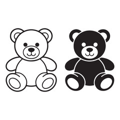 Black and white teddy bear icons