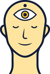 human head with third eye vector icon intuition