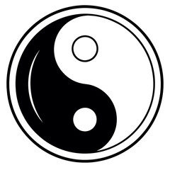 Yin yang symbol black and white circular design