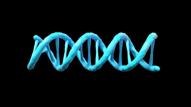 vid&eacute;o d'un brin Adn et train de tourner - science - canal alpha s&eacute;par&eacute;, rendu 3D