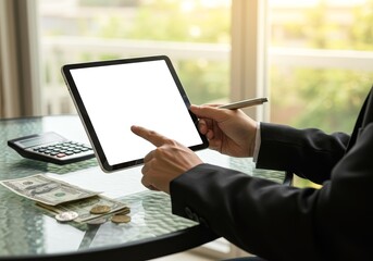 Businessman Using Tablet Device – Close-up Mockup