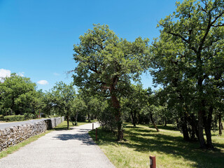 The Corniche de Rocamadour, a promenade overlooking the valley and the Alzou Canyon, linking...