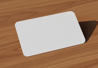 Blank White Card on Wooden Table – Mockup