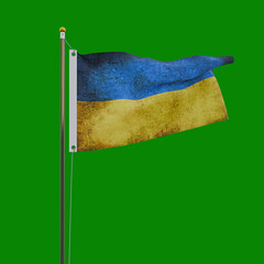 Ukranian Flag isolated on green background