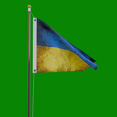 Ukranian Flag isolated on green background