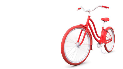 Fototapeta premium Red bicycle with decorative wheels against a black background.