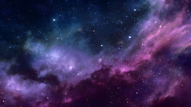 Vibrant Purple and Blue Nebula Starry Night Sky Wallpaper