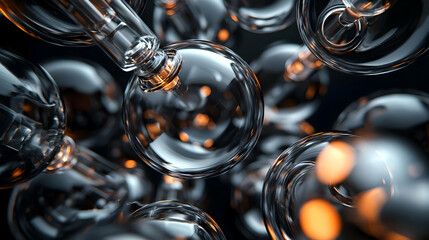Abstract Glowing Transparent Spheres