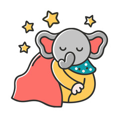 Sweet Dreams Adorable Sleeping Elephant Illustration