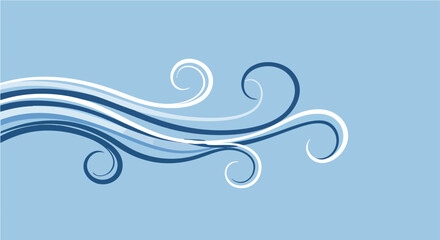 Abstract Blue Swirls and Waves Minimal Vector Illustration Elegant Flowing Lines Design Background