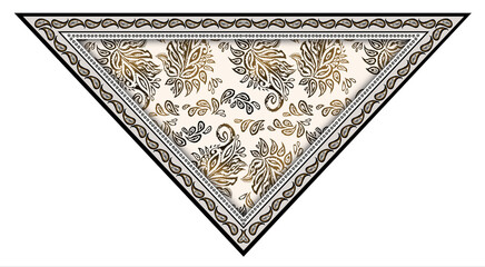 Abstract paisley shawl triangle border pattern background illustration. 
