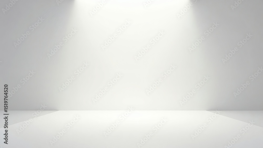 Aufkleber empty room with spotlights shining down from above, creating a simple and clean atmosphere. The space is minimalist, with a smooth surface and clean lines