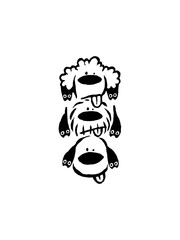 Cute line art of three stacked dogs in playful and minimalist style