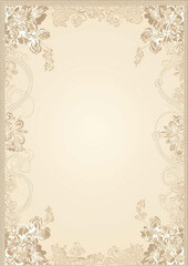 Elegant Floral Frame Border Design Vintage Beige Cream Background for Invitations, Cards, and Certificates