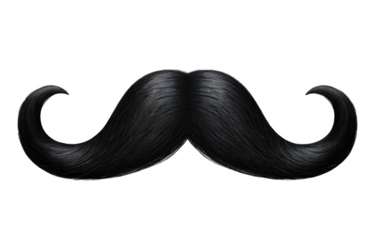   black curly mustache beard isolated on white background PNG 