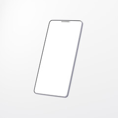 3D素材_スマートフォン_シルバー_白背景