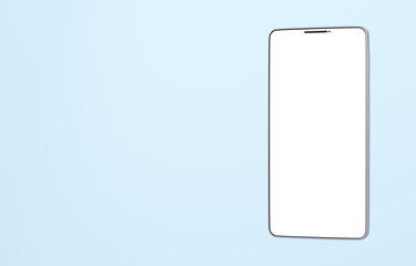 3D素材_スマートフォン_シルバー_水色