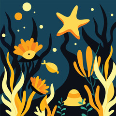 Naklejka premium Colorful Coral Reef Vector Set for Marine and Ocean Illustrations
