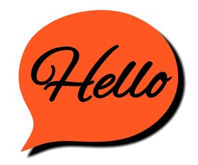 Hi, Hello. Banner, speech bubble, poster and sticker concept with text Hello. White bubble message hi, hello or hi there on bright yellow background for banner, poster