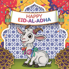 Cute Cartoon Goat for Eid al-Adha Celebration

