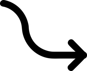 Curved Vector Arrow Illustration with CMYK Colors Featuring Helvetica and Courier Fonts Suitable for Graphic Design and Directional Visuals