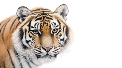 Obraz premium Tigers in focus captivating close-up of a majestic tiger wildlife photography studio setting eye-level view nature's grandeur