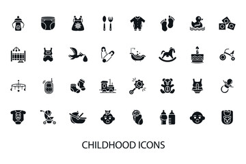 childhood icons set isolated on White Background Flat style design
