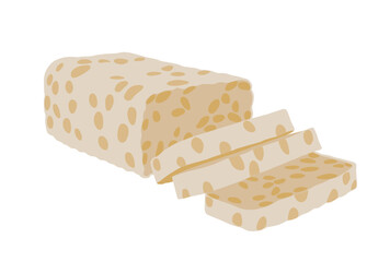 Soy tempeh vector logo isolated on white background.